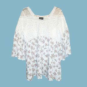 Vici Microfloral Embroidered Cottagecore Blouse